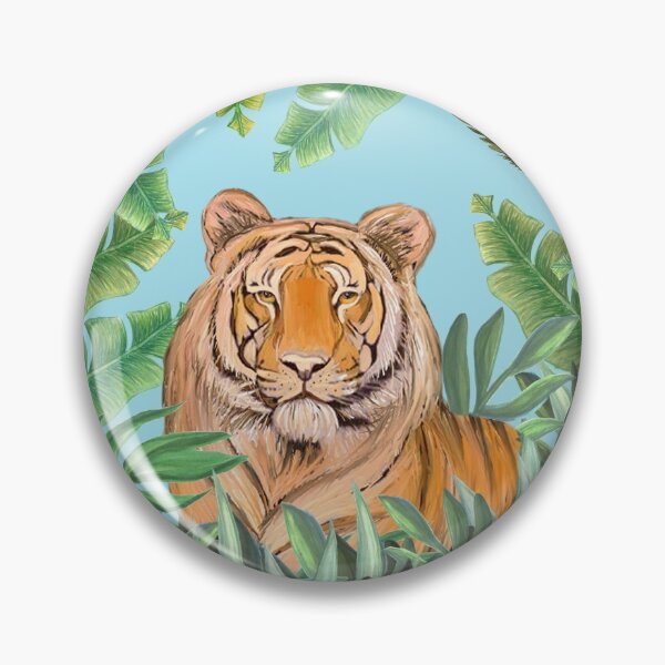 Item preview, Tiger Jungle Tropical Flowers and palms with tiger hiding designed and sold by MagentaRose.