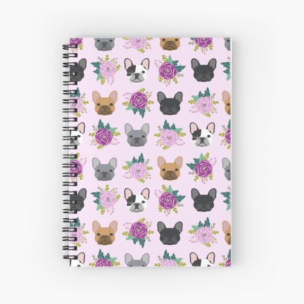 Item preview, French Bulldog faces pattern pink cute dogs - lavender florals designed and sold by PetFriendly.