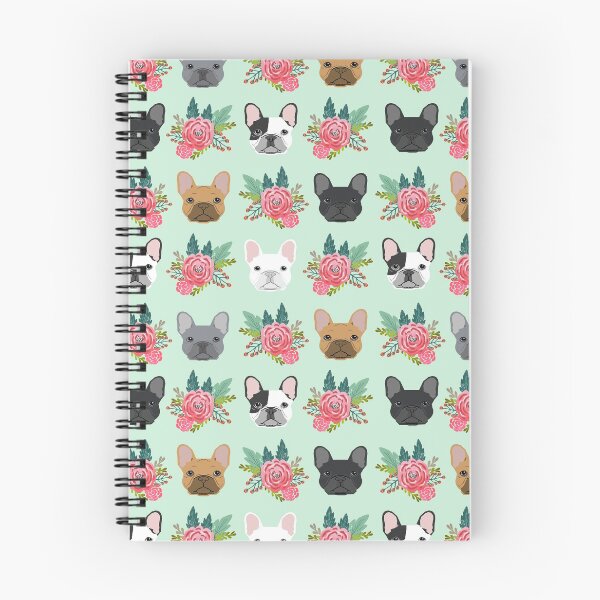 Item preview, French Bulldog faces pattern pink cute dogs - mint and pink florals designed and sold by PetFriendly.