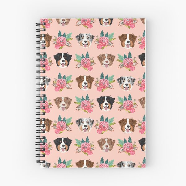 Item preview, Australian Shepherd faces pattern pink cute dogs - pink florals designed and sold by PetFriendly.