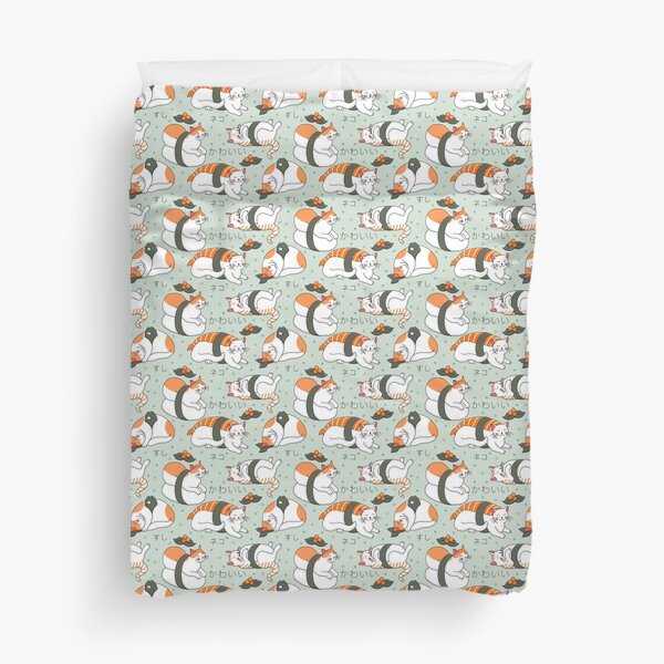 Kawaii Neko Sushi Duvet Cover