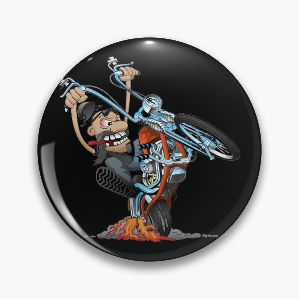 Item preview, Funny biker riding a chopper, popping a wheelie motorcycle cartoon designed and sold by hobrath.