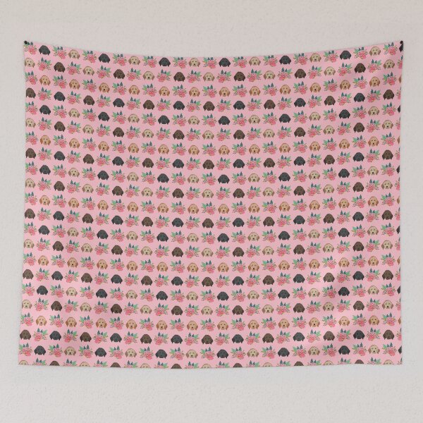 Item preview, Doodle Dog faces - pink florals, goldendoodle dogs pattern designed and sold by PetFriendly.