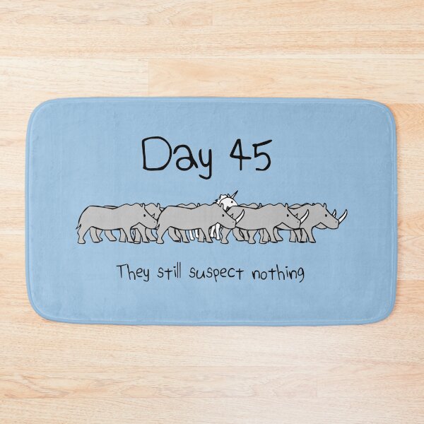 Item preview, Day 45. They still suspect nothing. (Unicorn + Rhinos) designed and sold by jezkemp.