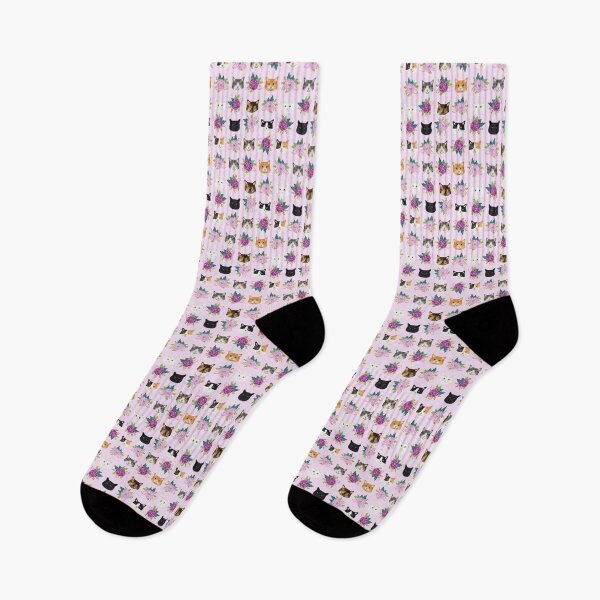 Item preview, Cat Head florals - cute cat lady pattern, lavender florals, cat lady mask designed and sold by PetFriendly.