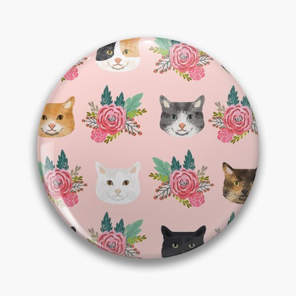 Item preview, Cat Head florals - cute cat lady pattern, pink florals, cat lady mask designed and sold by PetFriendly.