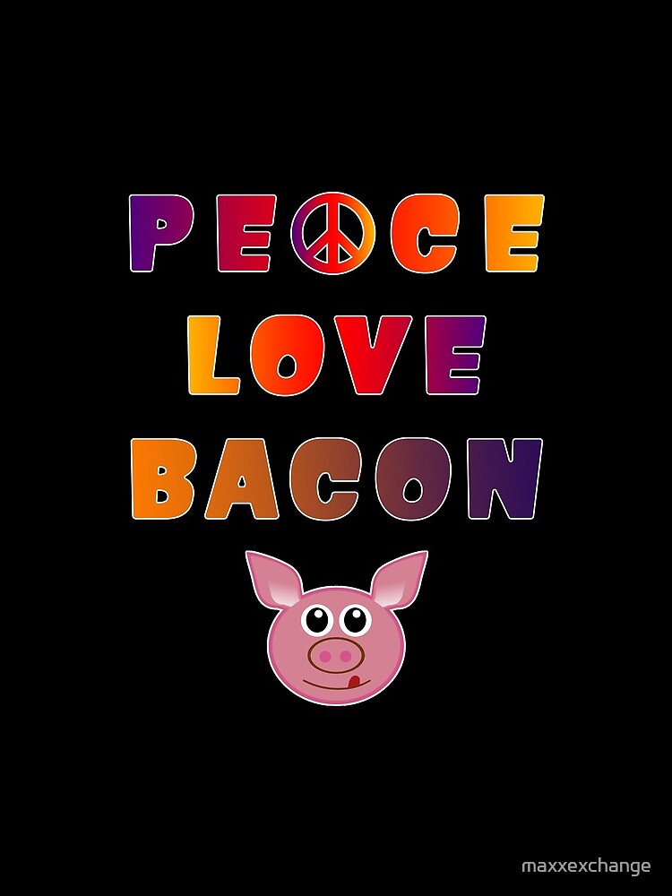 Thumbnail 3 of 3, Drawstring Bag, Peace Love Bacon Piggy Low Carb Food Lover Foodie. designed and sold by maxxexchange.