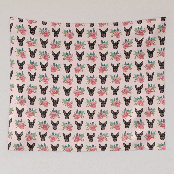 Item preview, Min Pin faces pattern pink cute dogs, miniature pinscher dog designed and sold by PetFriendly.