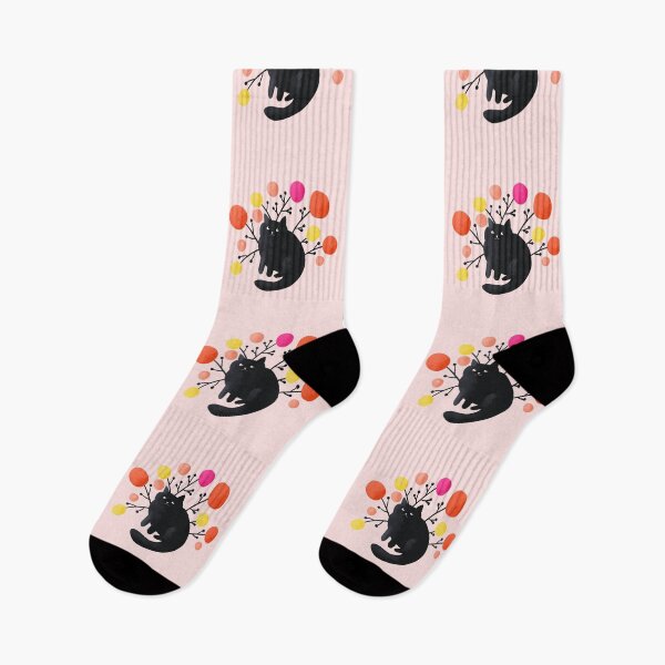 Item preview, Black, fat, flowery cat designed and sold by Ema Tudose.