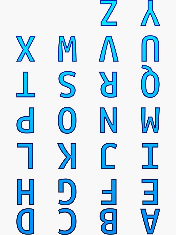 "Upside Down Alphabet" Sticker For Sale By Fuzzyscene | Redbubble