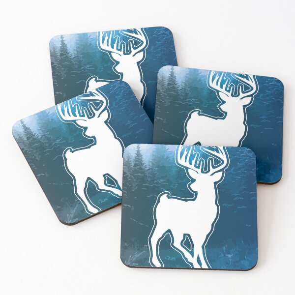Item preview, Forest Guardian (Blue Stag Silhouette Print) designed and sold by Thoughtscrawl.