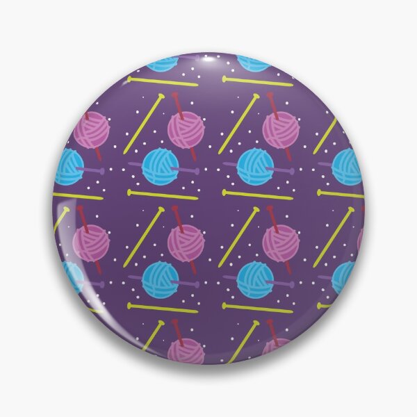 Item preview, Knitting balls and needles pattern on purple designed and sold by jazzydevil.