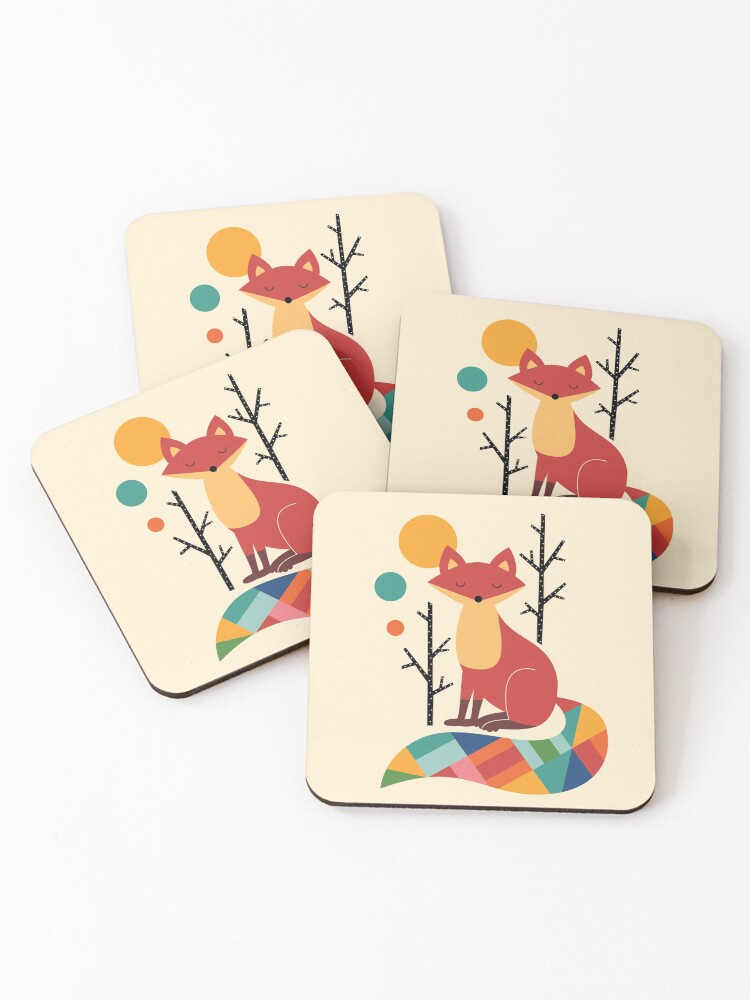 Thumbnail 1 of 5, Coasters (Set of 4), Rainbow Fox designed and sold by AndyWestface.