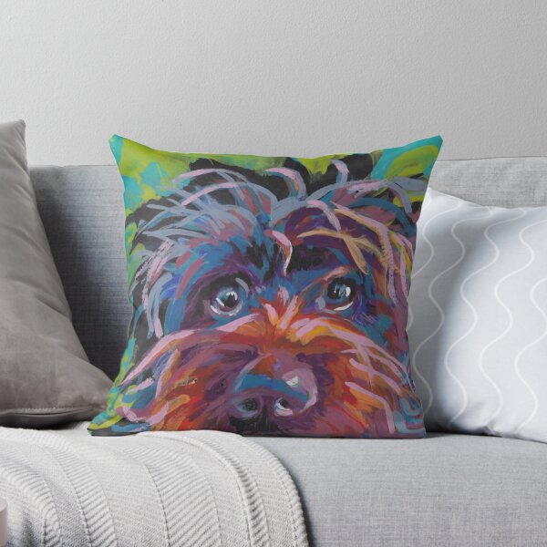 WireHaired Pointing Griffon Bright colorful pop dog art Throw Pillow