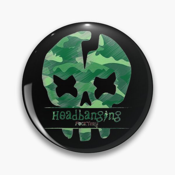 Item preview, headbanging green skull designed and sold by manuvila.