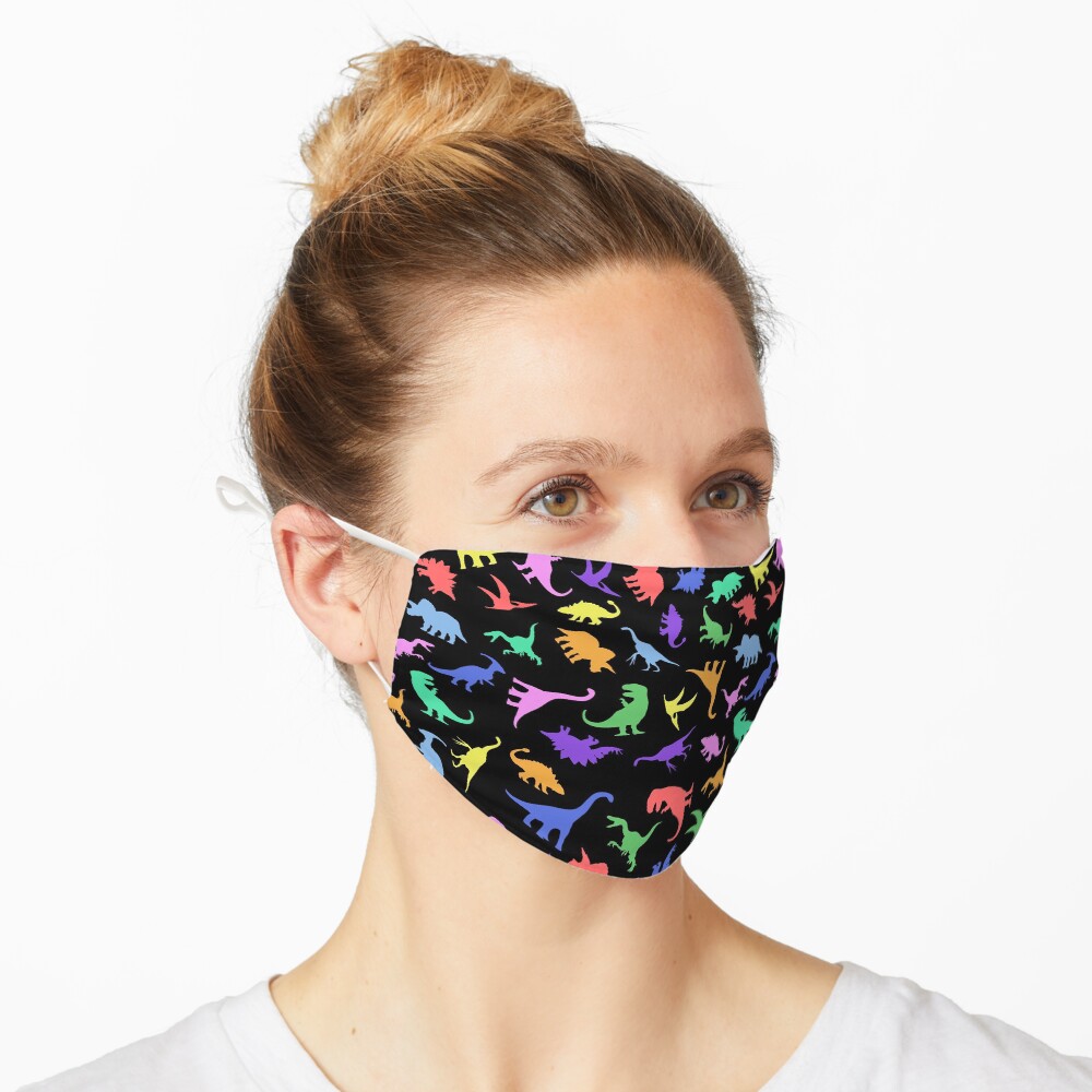 Fun Dinosaur Pattern (Black Background) Mask