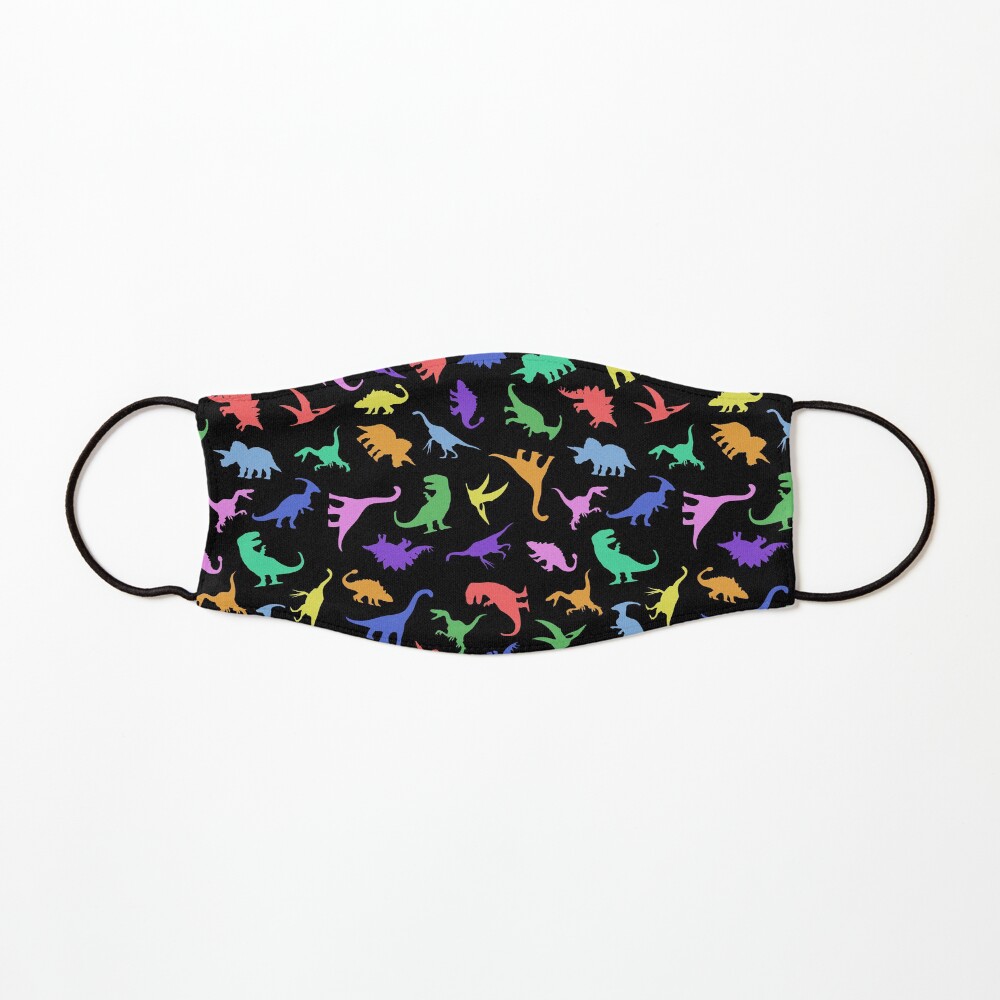Fun Dinosaur Pattern (Black Background) Mask