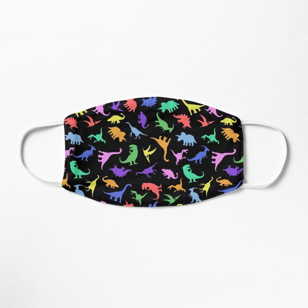 Fun Dinosaur Pattern (Black Background) Mask