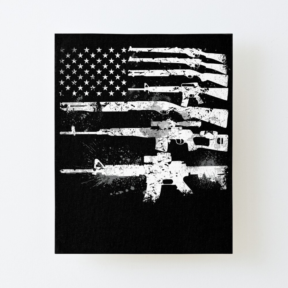 Usa American Flag Guns Armed America 2nd Amendment Art Design Gift Present Men Women Birthday Fathers Day Christmas Mounted Print By Maindeals Redbubble