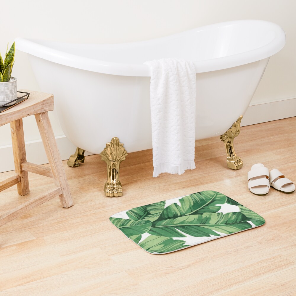 Tropical banana leaves Bath Mat