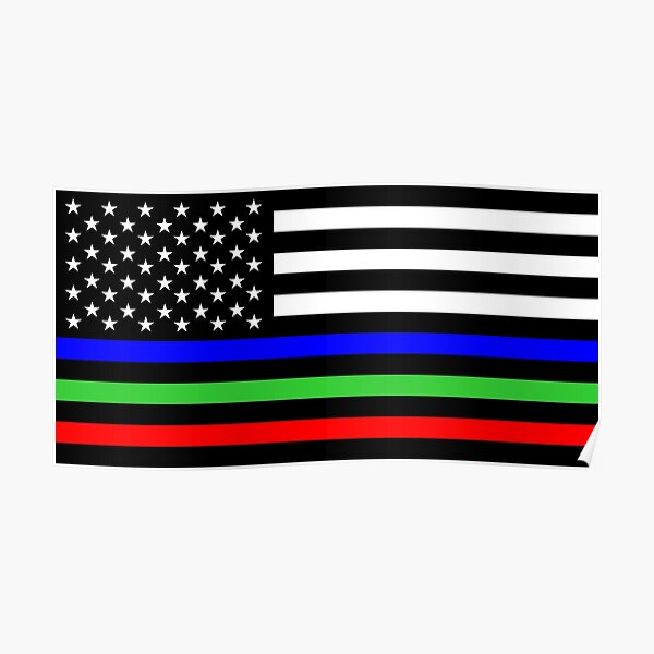 blue red green lives matter flag