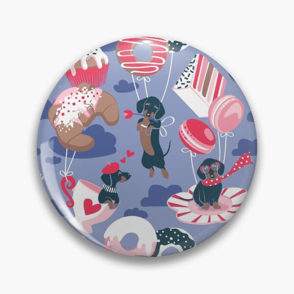 Item preview, Pastel café sweet love dream // indigo blue background red pastry details blue dachshund dog puppies designed and sold by SelmaCardoso.