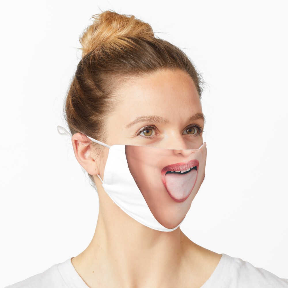 Funny Face Mask Mouth With Tongue And Nose Piercing Facemask Mask For Sale By Littlebluefawn 7470