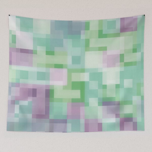 Item preview, Cuadrados suaves en morado y verde designed and sold by Kelly Dietrich Mandala & Fractal Art.
