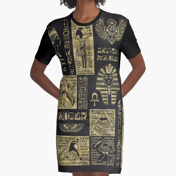 Black and gold egyptian dress cheap