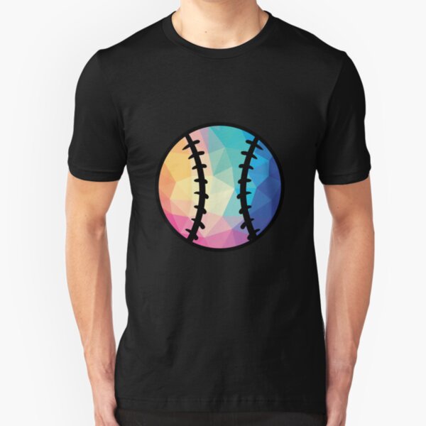 Geometric Softball Shape Low Poly Softball Gift Slim Fit T-Shirt