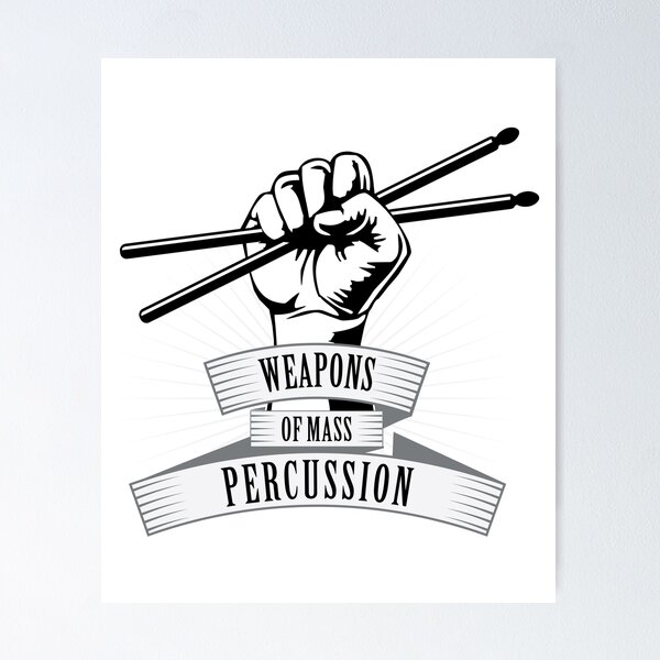Vista previa del artículo con la obra «Armas de percusión masiva», diseñado y vendido por CasualMood.