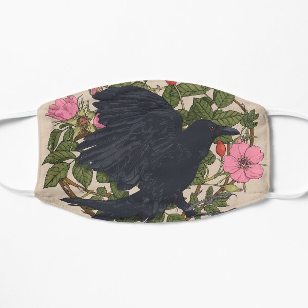 Raven and roses Flat Mask