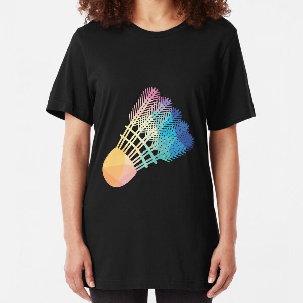 Geometric Badminton Shape Low Poly Badminton Gift Slim Fit T-Shirt
