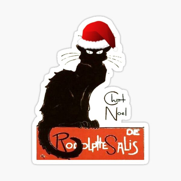 Le Chat Noel Christmas Parody Distressed Cut Out Sticker
