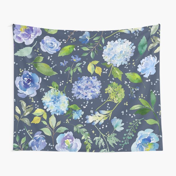 grande hydrangea blue willow tapestry