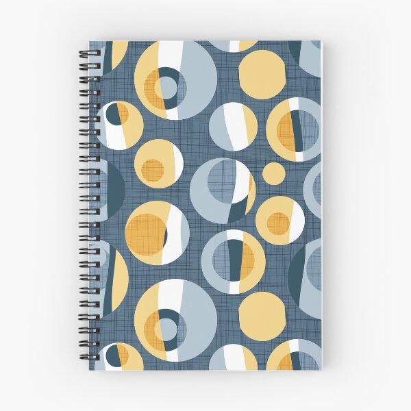 Item preview, Rounded inspiration // blue linen texture background yellow and blue circles designed and sold by SelmaCardoso.