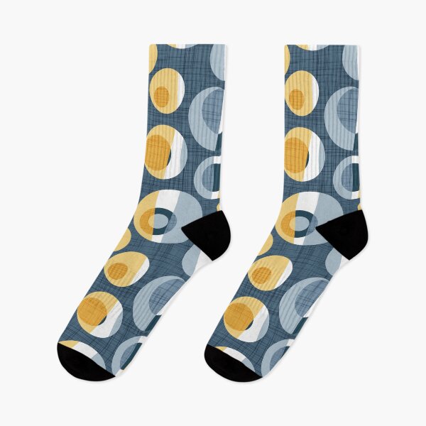Item preview, Rounded inspiration // blue linen texture background yellow and blue circles designed and sold by SelmaCardoso.