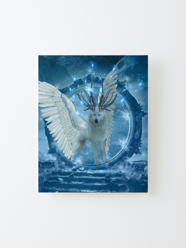 Alternate view of Awesome white wolf with wings Mounted Print