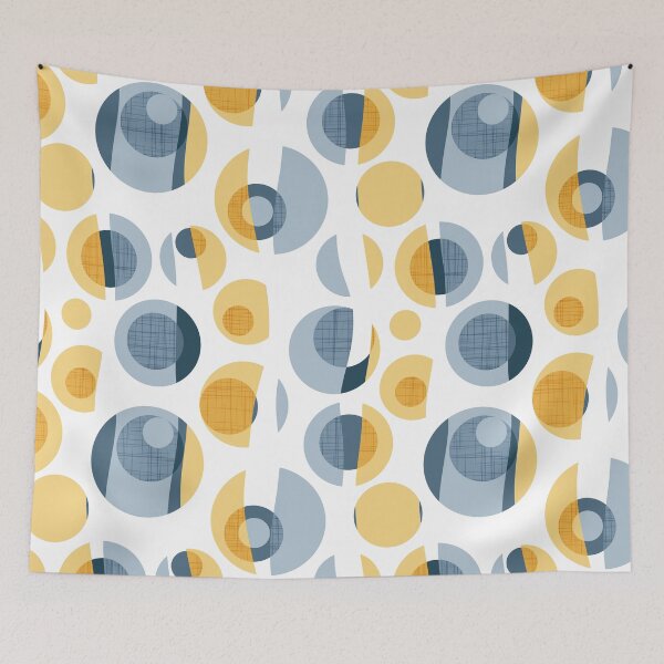 Item preview, Rounded inspiration // white background yellow and blue circles designed and sold by SelmaCardoso.