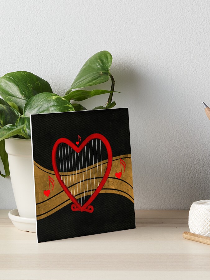 Wonderful heart harp with key notes and heart Art Board Print for Sale by  nicky2342