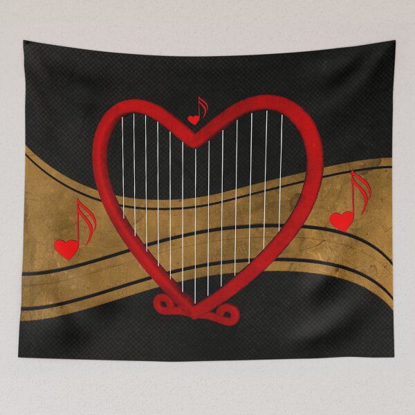 Item preview, Wonderful heart harp with key notes and heart designed and sold by nicky2342.