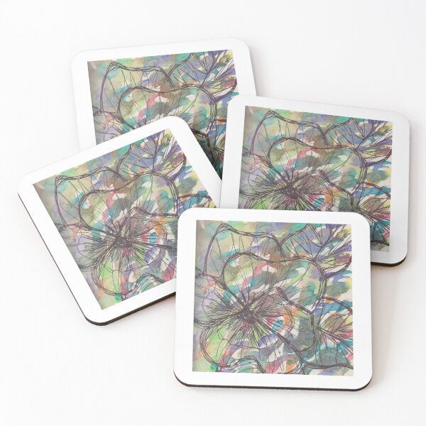 Rainbow watercolor pansy Coasters (Set of 4)