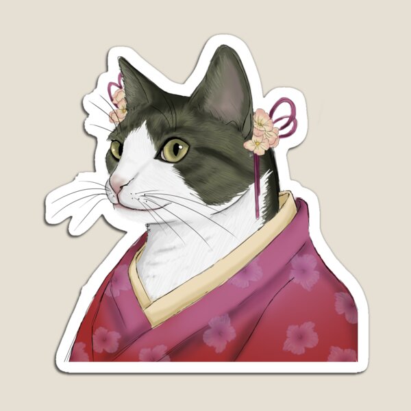Kimono cat -white- Magnet