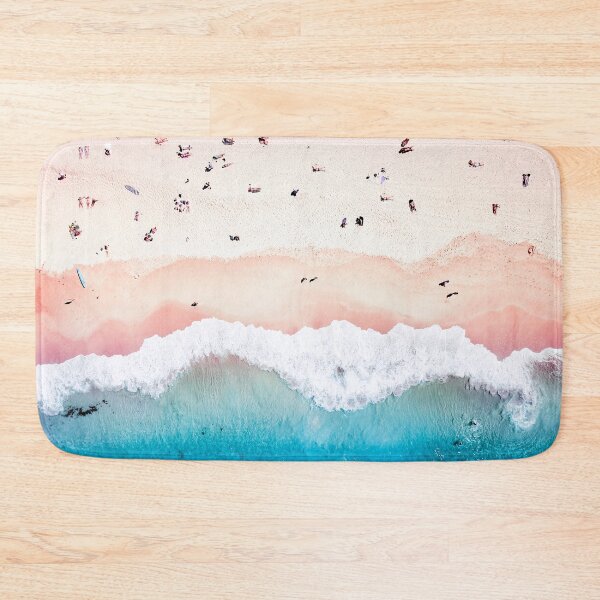 Aerial Sandy Beach Bath Mat