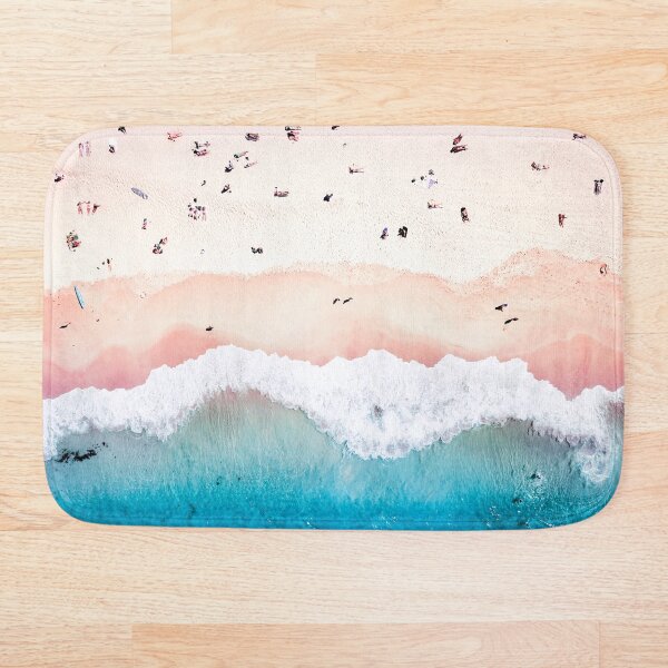 Aerial Sandy Beach Bath Mat