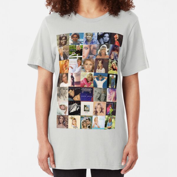 Olivia Newton-John Album Collage Slim Fit T-Shirt