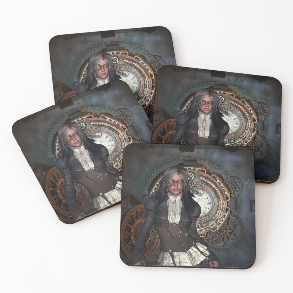 Item preview, Beautiful steampunk lady with clockwork on the background designed and sold by nicky2342.