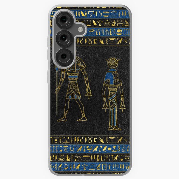 Item preview, Golden Egyptian Gods and hieroglyphics on leather designed and sold by Nartissima.