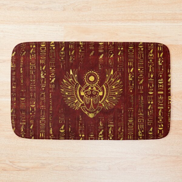 Item preview, Golden Egyptian Scarab Ornament  on red leather designed and sold by Nartissima.
