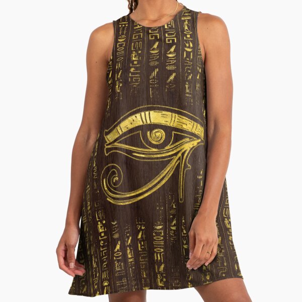Egyptian hieroglyphs Gold on Leather" A-Line Dress for Sale by k9printart |  Redbubble